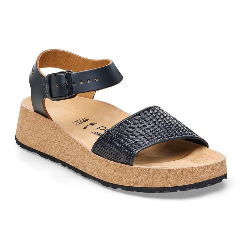 PapilliobyBirkenstockGlendaBlackRaffiaLeatherSandal1