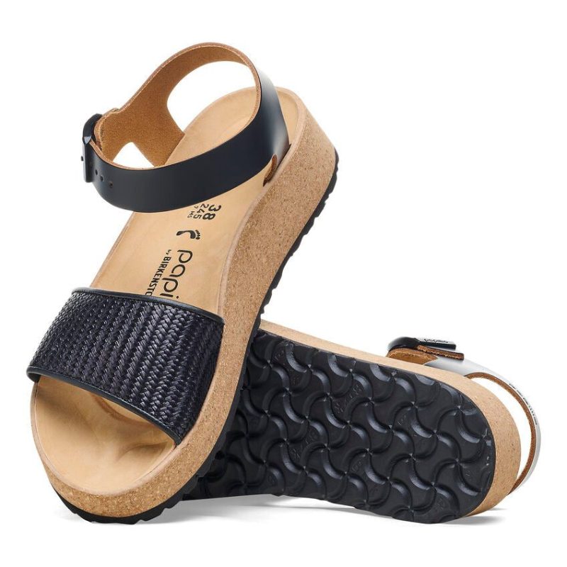 PapilliobyBirkenstockGlendaBlackRaffiaLeatherSandal2