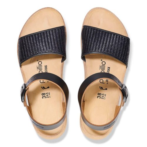 PapilliobyBirkenstockGlendaBlackRaffiaLeatherSandal3