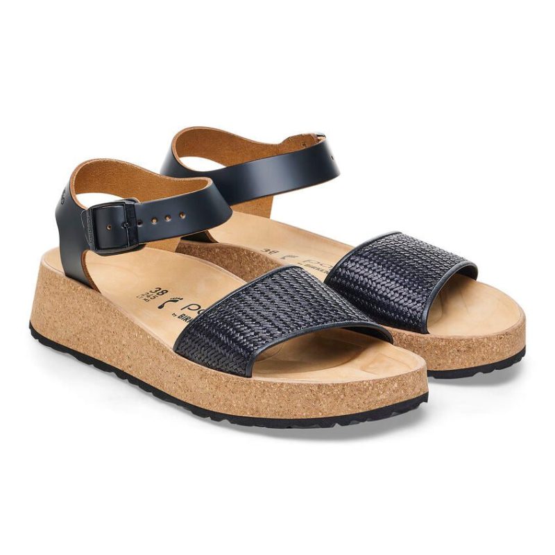 PapilliobyBirkenstockGlendaBlackRaffiaLeatherSandal4