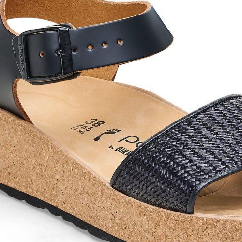 PapilliobyBirkenstockGlendaBlackRaffiaLeatherSandal6