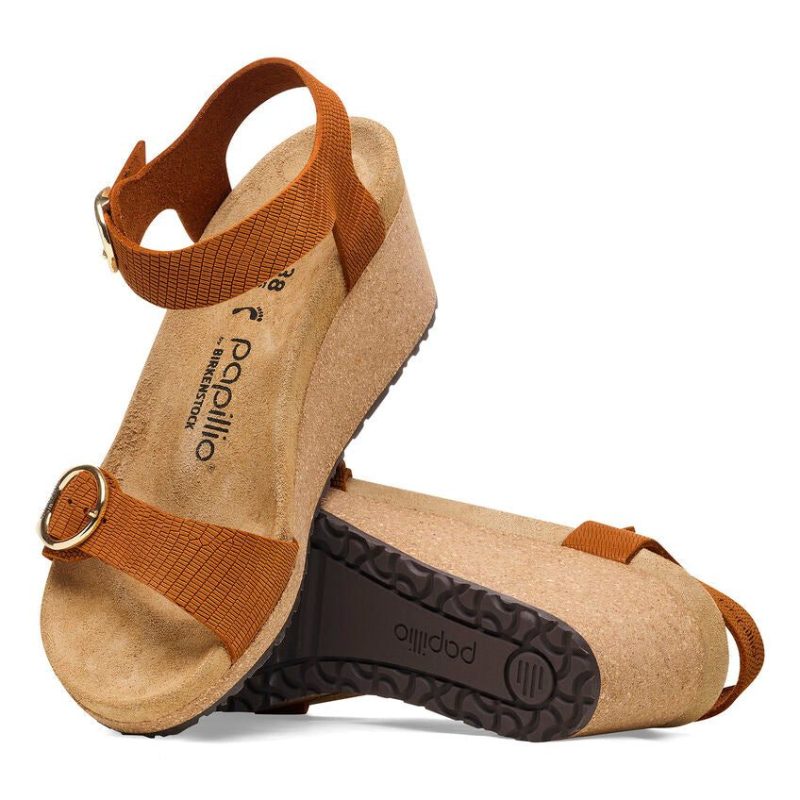 PapilliobyBirkenstockSoleyEmbossedOrangeWedge2